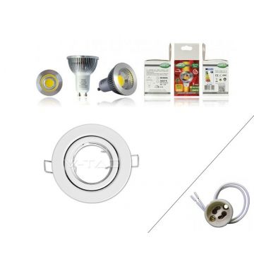 Spot composé - Douille GU10 - Ampoule LED 5W 6000k - Collerette ronde orientable