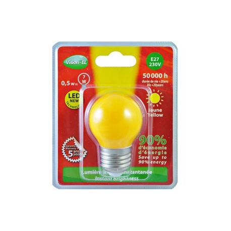 Ampoule LED Vision-EL Globe E27 0,5W jaune 7627B